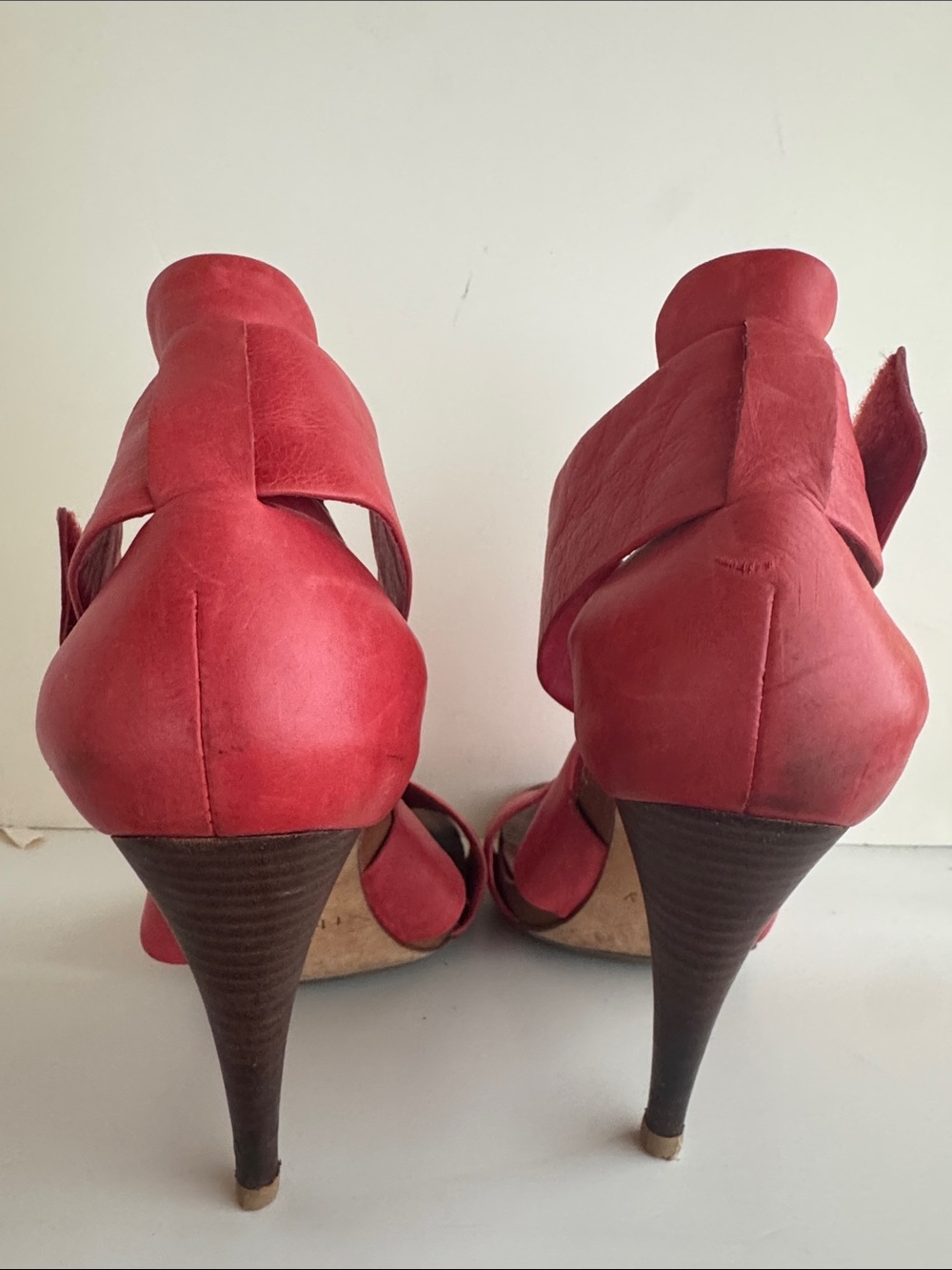 Theory Red Strappy High Heel Sandals - Picture 6 of 12